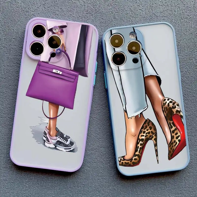 Girl Women Coffee Miss Phone Case For iphone 16 12 11 14 13 15 Pro Max X XS XR SE 2020 7 8 Plus Fashion Lady High Heel Covers
