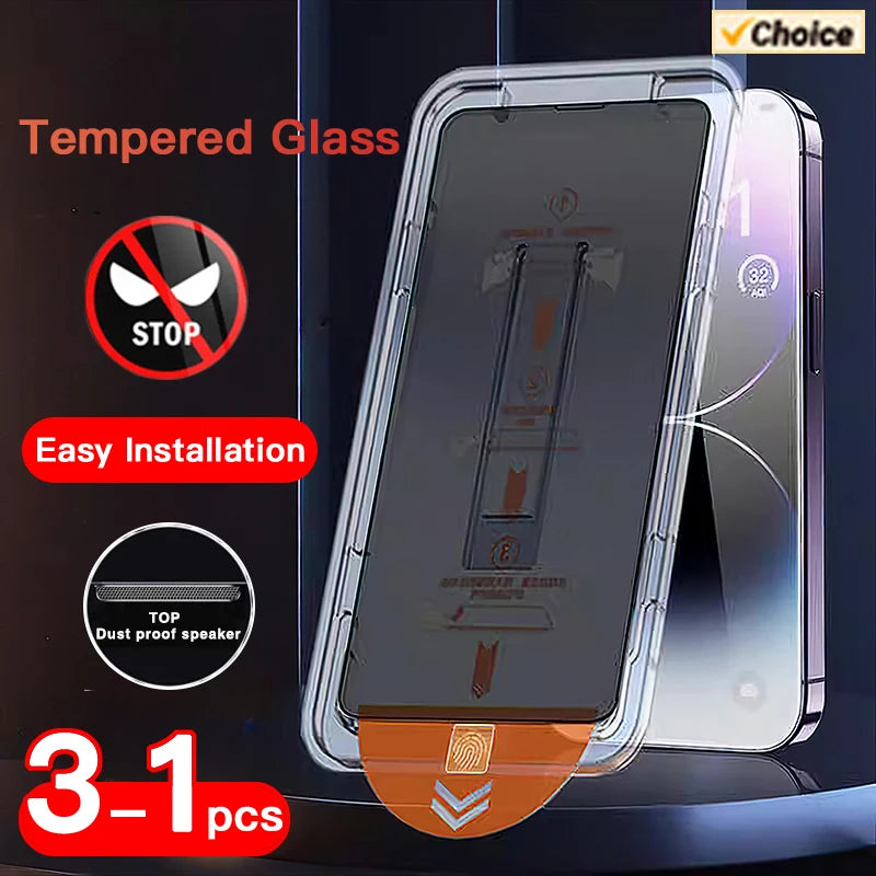 SKIG 1-3PCS Privacy Anti-Spy Tempered Glass For iPhone 17 16 15 14 13 12 Pro Max Plus Auto-Dust Removal For 17 Screen Protector
