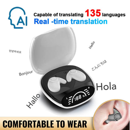 Bluetooth 5.4 AI Translation Earphones Real Time Support 144 Language Wireless Ear-hook Headsets HiFi Noise Reduction Headphones