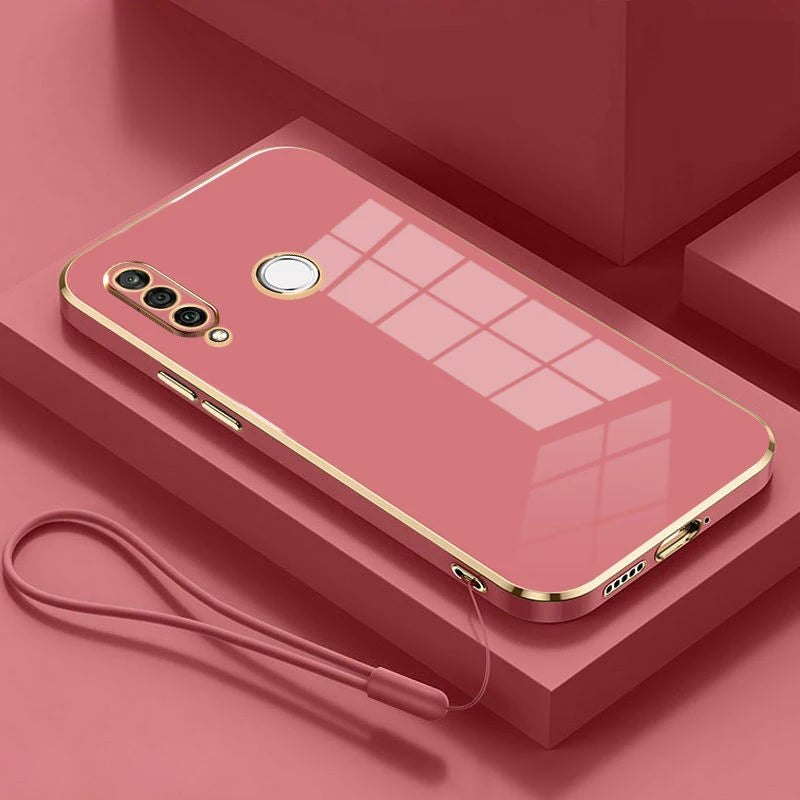 For Huawei P30 lite Case Luxury Square Plating Huawei Nova 4E Phone Case ShockProof Silicone Back Cover Fundas