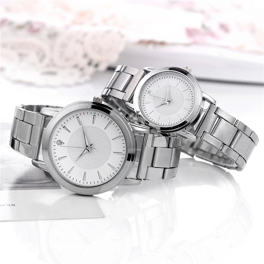 2PCS Couple's Watches Men Business Watch Fashion Analog Women Quartz Watch (Without Box)