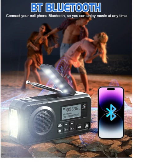 DAB  Portable Hand Crank Radio Emergency Radio Solar  Emergency Radio with BT FM SOS Alarm 5000 mAh  Power Bank and reading lamp