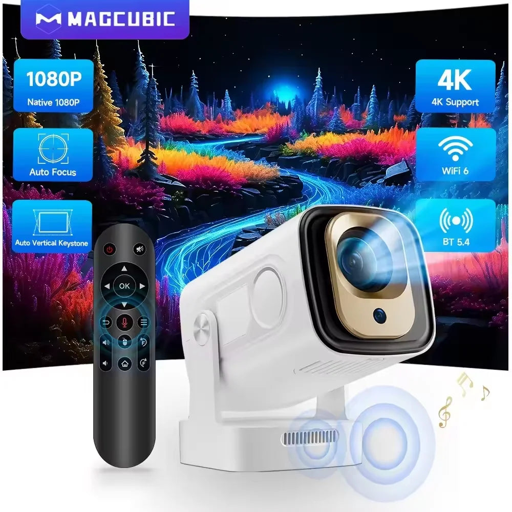 Magcubic HY310 Projector Android 11 4K Native 1080P Auto Focus Natal Brightness 330ANSI Dual Wifi BT5.4 Air Mouse Voice Control For Home Outdoor Filming