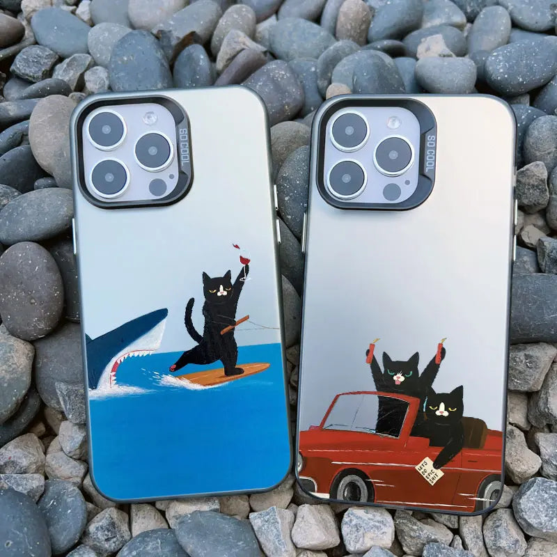 Funny Cat Daily Life Phone Case For iPhone 11 17 12 14 Pro Max Cases 16 13 15 Pro Max 13 Mini 15 Plus Shockproof Laser Covers