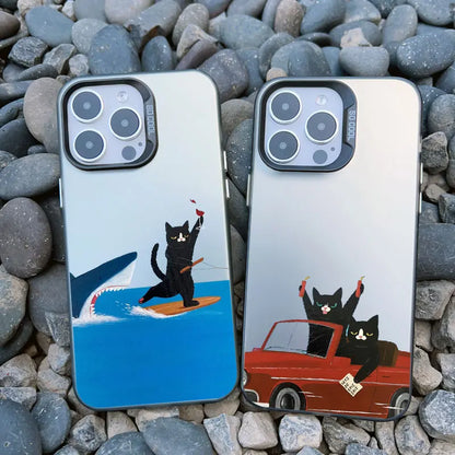 Funny Cat Daily Life Phone Case For iPhone 11 17 12 14 Pro Max Cases 16 13 15 Pro Max 13 Mini 15 Plus Shockproof Laser Covers