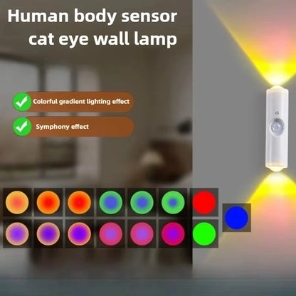 Double-head LED Night Light with Motion Sensor RGB Rechargeable Magnetic Wall Lamp Mood Ambient Light for Cabinet Hallway Stair