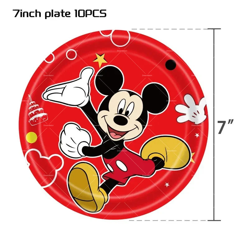 Mickey Balloon Cartoon Mouse Minnie Decorations Party Happy Birthday Banner Cake Topper Disposable Tableware Background Gift Bag