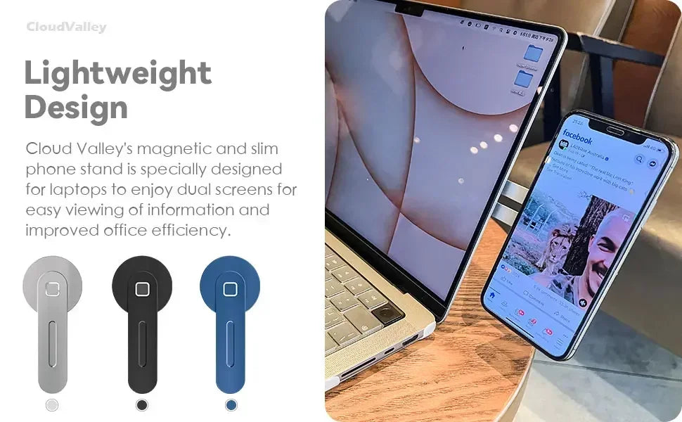 2025 Magnetic Laptop Phone Holder Computer Monitor Side Cell Phone Slim& Foldable For iPhone 14 13 12 Series Case and All Phone