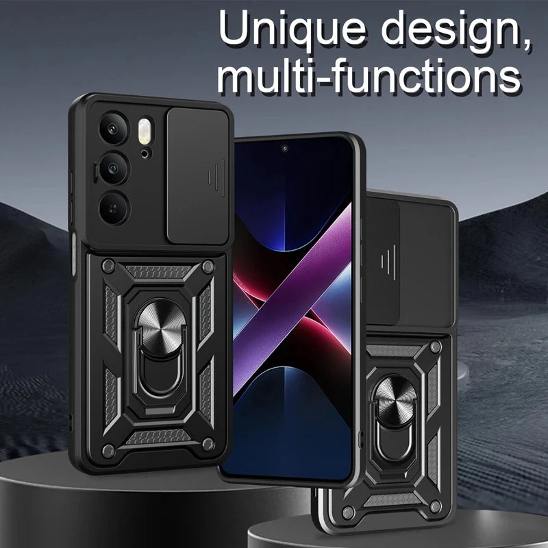Magnetic Ring Holder Armor Case for OPPO Realme C75 C 75 RealmeC75 4G Slide Camera Protect Cover For Realme 14X 14 X Realme14X