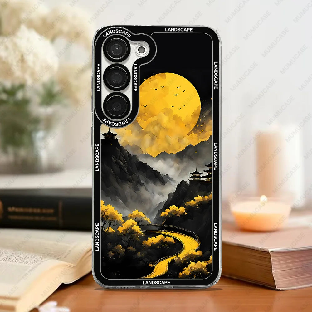 Phone Case For Samsung Galaxy S20 S21 S22 S23 S24 FE Plus Ultra A54 A53 A52 A34 5G TPU Soft Cover Japanese Landscape