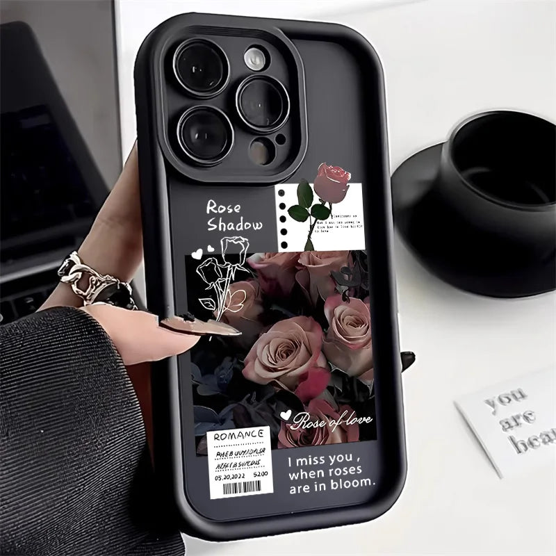 Flower Phone Case For iPhone 11 Case iPhone 15 12 13 14 Pro Max X XR XS Max 7 8 15 Plus SE 2020 2022 Shockproof Soft Matte Cover