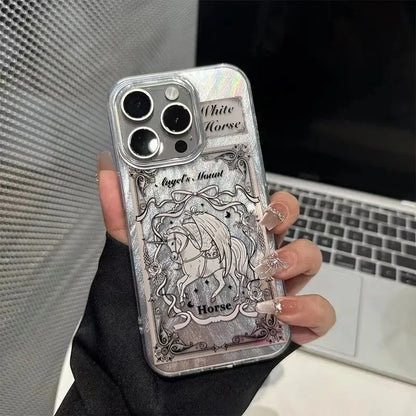Luxury Black&White Sun Phone Case For iPhone 16 15 14 13 12 11 Pro Max 16E XS X XR 7 8 Plus SE2 Cover Shockproof Cover