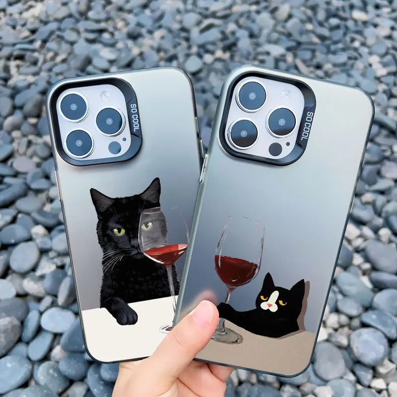 Funny Cat Daily Life Phone Case For iPhone 11 17 12 14 Pro Max Cases 16 13 15 Pro Max 13 Mini 15 Plus Shockproof Laser Covers