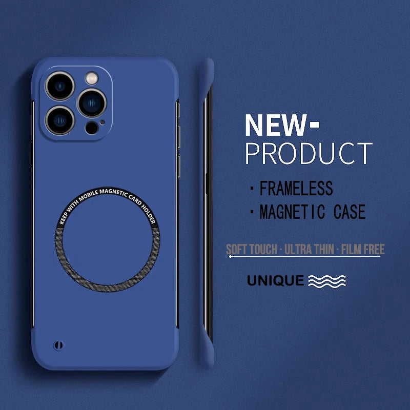Ultra Thin Matte Hard PC Magnetic Frameless Color Phone Case For iPhone 17 Air 16E 16 15 14 Plus Pro Max 17 Pro Max Cover Cases