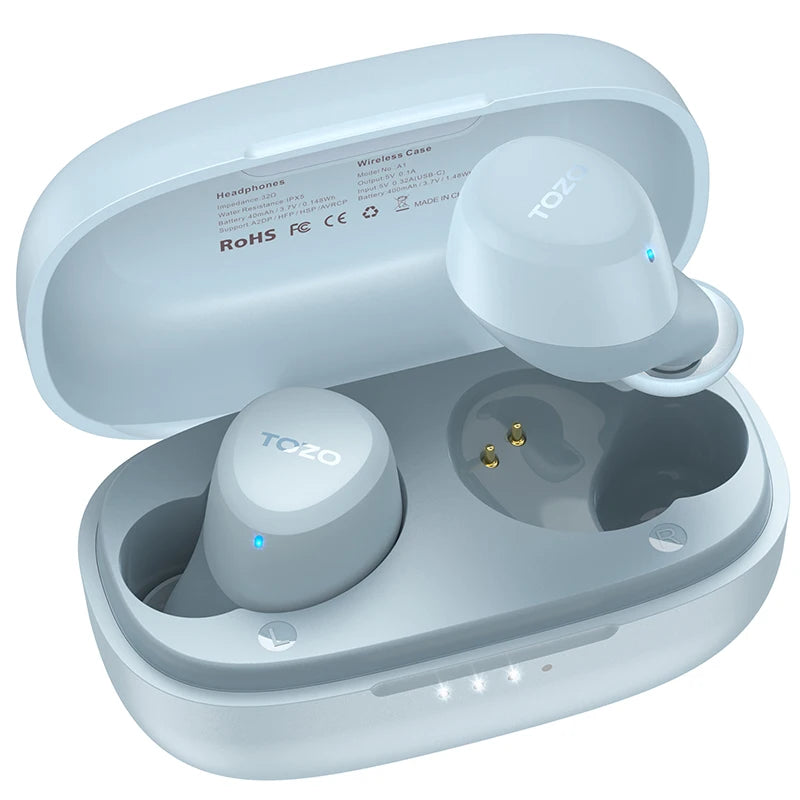 TOZO A1 Bluetooth Earphones,  Wireless Earbuds Immersive Sound Long Distance Connection Headphones Ultra Lightweight,Black