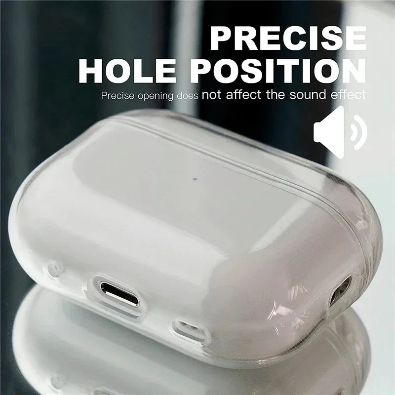 For Airpods 1 2 3 4 Pro Pro 2 Crystal clear Simple And Transparent TPU Earphone Case with Lanyard Strap Accessories Cover