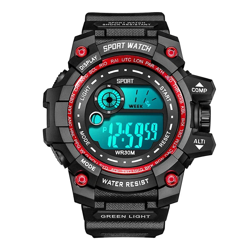 Men LED Digital Watch – Luminous Waterproof Sport Military Wristwatch
