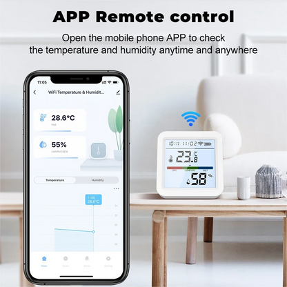 ONENUO Smart WIFI Temperature Humidity Sensor Hygrometer Thermometer Tuya Smart  APP Remote Moniter Support Alexa Assistant