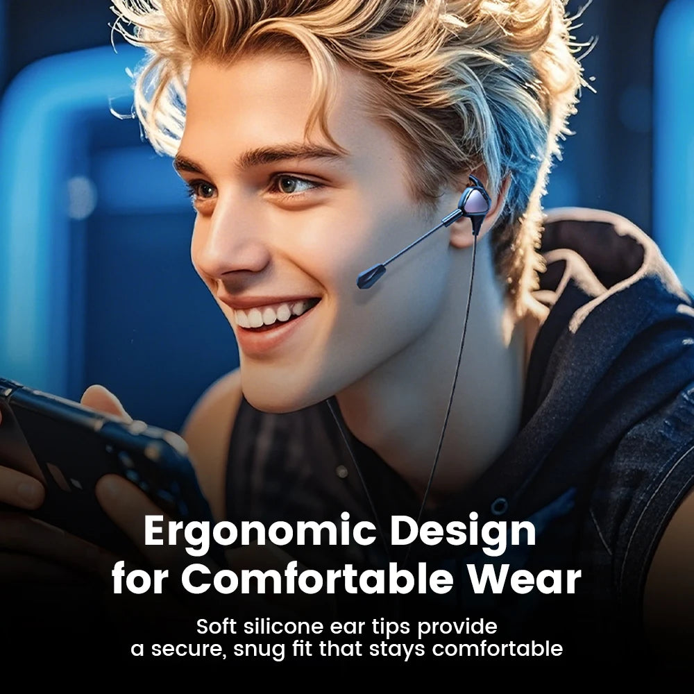 Toocki TE27 Gaming Wired Earphones with HD Detachable Rod Mic Surround Sound Large Dynamic Driver Headphones for Universal Game