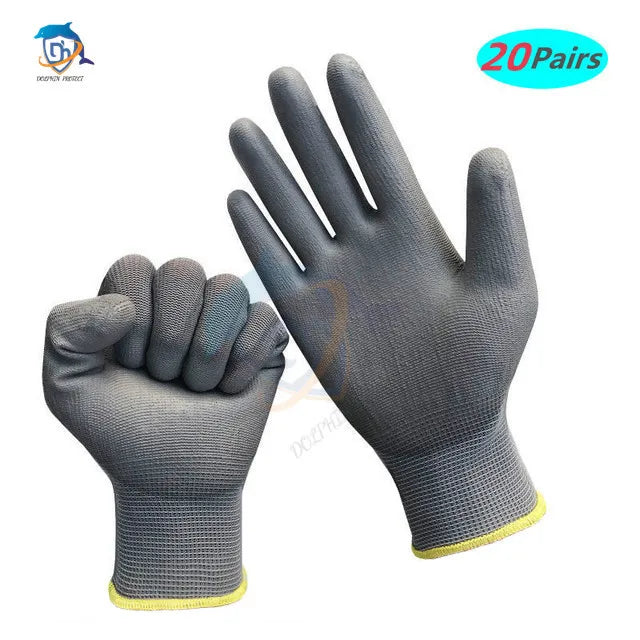 10-50 Pairs of Nylon PU Gloves Safety Work Gloves Repair Special Gloves Palm Coated Gloves Carpenter Repair Worker Supplies