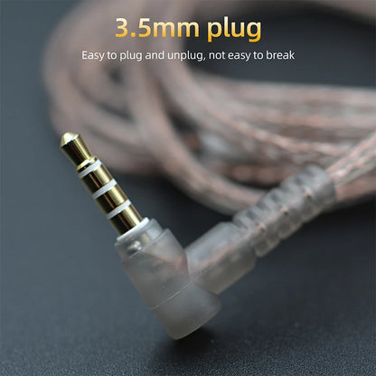 For KZ ZS10 ZSN ZEX In Ear Cable High-Purity Oxygen-Free Copper Twisted Earphones Cable 2pin Cable Silver Plated Cable With Mic