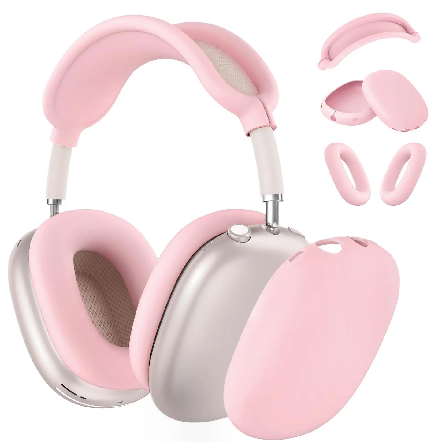 4 in 1 Silicone Case Cover for AirPods Max Headphones, Ear Pad Case Cover/Ear Cups Cover/Headband Cover for AirPod Max -Black