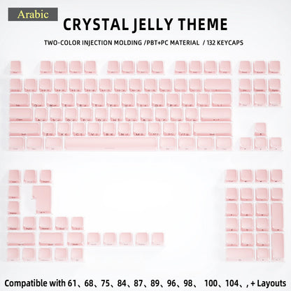 Crystal Jelly Side Front Printed Keycaps for Mechanical Keyboard 60 75 80 100 Layout Key Caps Korean Japanese Русский Arabic