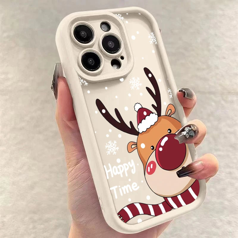 Christmas Deer Tree Graphic Phone Case For iPhone 17 16 15 Pro Max Plus 14 13 12 11 Pro Max Air XS X XR 7 8 Plus SE2 Soft Cover