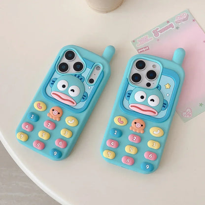 Cute Cartoon Sanrio Hangyodon 3D Stereoscopic  Phone Case For iPhone 17 16 15 14 13  Pro Max Shockproof Soft Silicone Cover