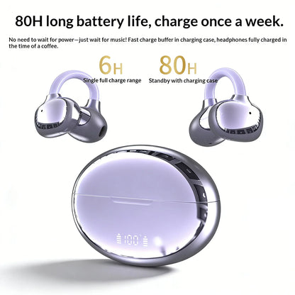 New Arrival Ear Clip-On Bluetooth Headphones Pain-Free Wear Powerful Noise Cancelling Long-Lasting Battery Built-in Mic