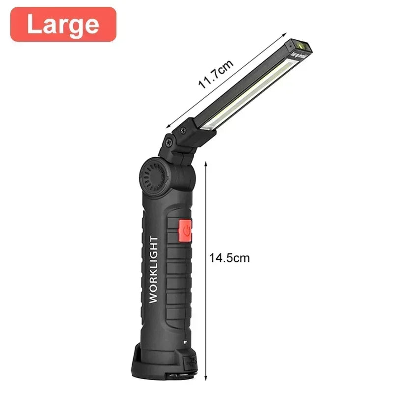 Portable COB LED Work Light USB Rechargeable LED Flashlight Inspection Lamp With Magnetic Hook Power Bank 18650 Battery Torch