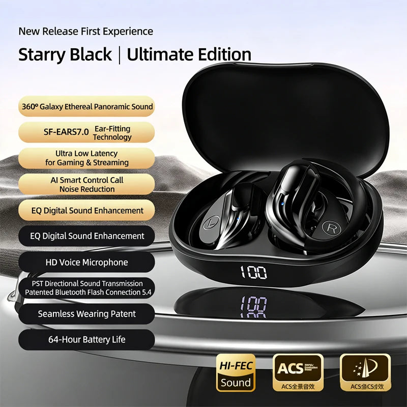 Wireless Headphones Q13 Bluetooth 5.3 Earphones True with Mic Button Control Noise Reduction Earhooks Waterproof Headset