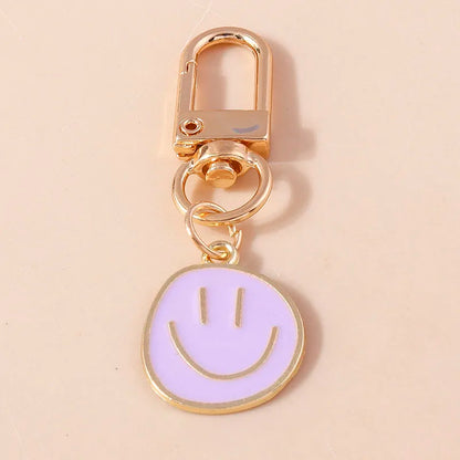 Aihua Irregular Round Smile Face Keychain for Women Key Ring Gift Fashion Cartoon Bag Airpods Box Car Phone Accessories Jewelry