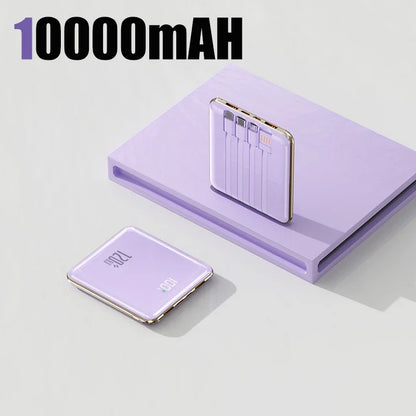 Lenovo 500000mAh Mini Power Bank Large Capacity Super Fast Charging External Battery Built-in 4 Cable For IPhone