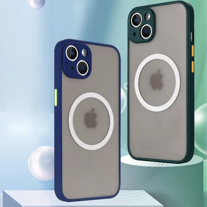 Luxury Matte Clear Magnetic Phone Case For iPhone 17 Air 16 E 15 14 13 12 11 Pro Max Plus Mini Wireless Charge Shockproof Cover