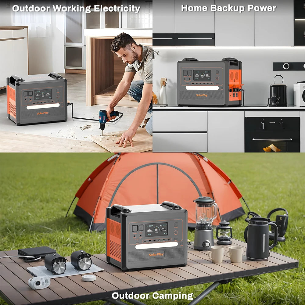SOLARPLAY Semi-solid State Power Station 2500W 2400W Camping Supplies LiFePO4 Home Battery Portable Power Bank Generator US EU