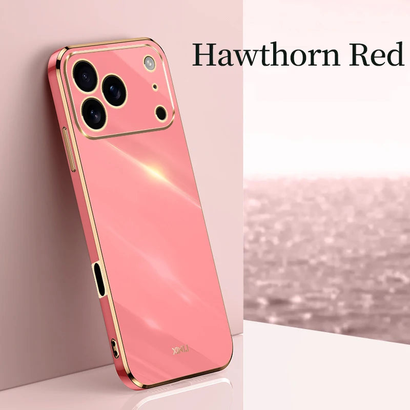 Solid Plating Phone Case For iPhone 17 Pro Max 17 Air 16e 16 Pro Max 16Plus 17Pro Max Cover Soft Silione Shockproof Cases Bumper