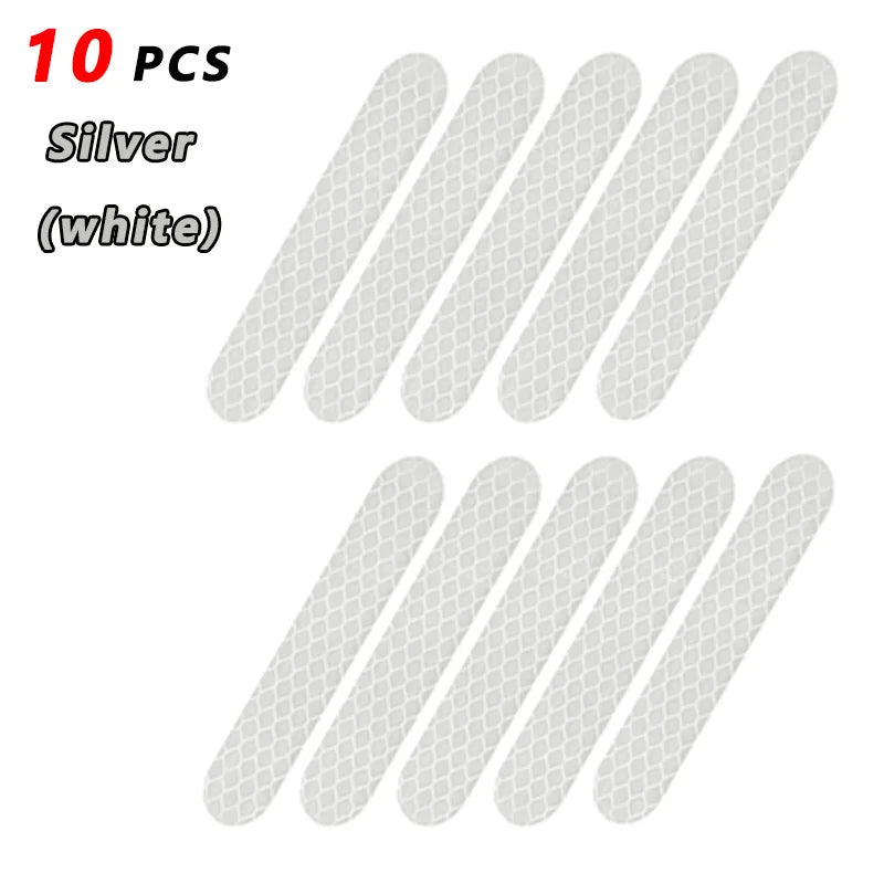 80-10PCS Helmet Safety Warning Reflective Stickers Strip Waterproof High Visibility Reflector Tape For Night Riding Walking Car