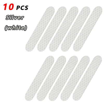 80-10PCS Helmet Safety Warning Reflective Stickers Strip Waterproof High Visibility Reflector Tape For Night Riding Walking Car
