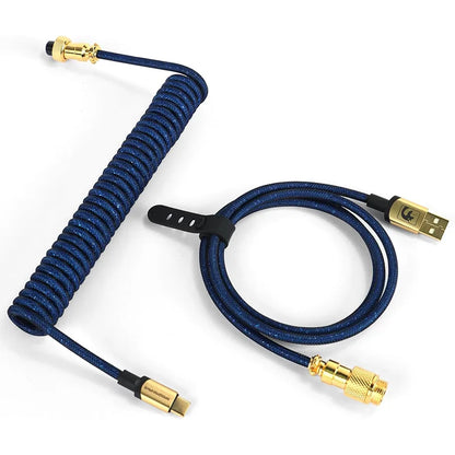 ATTACK SHARK * MAMBASNAKE C03 Coiled USB C Cable for Gaming Keyboard, Nylon Braided Mechanical Keyboard Cable, Double-Sleeved