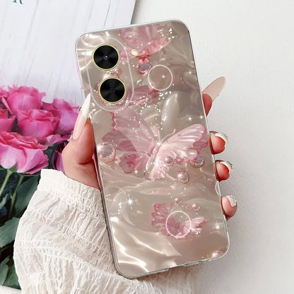 For Cover Xiaomi Redmi A5 4G / Poco C71 Phone Case Colorful Flower Butterfly Love Heart Lxuru Women Fashion Soft Clear Silicone
