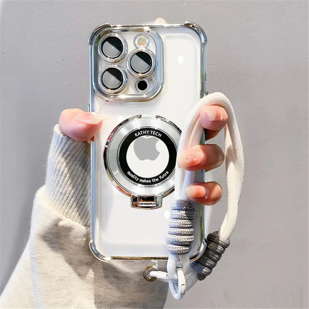 Shockproof Magnetic Bracket Phone Case For Xiaomi 14T 13T 12T Pro 11 Lite 5G NE 15 14 13 12 12S 12X With Lanyard Soft Back Cover