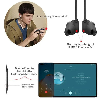 Original Huawei Freelace Pro Headphones Wireless Bluetooth 5.0 Earphones Active Noise Cancellation Earbuds Neckband Hifi Headset