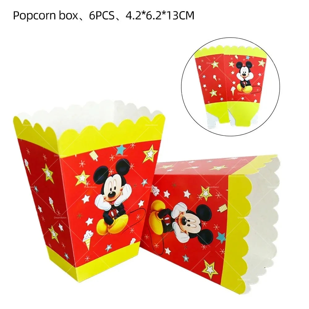Mickey Balloon Cartoon Mouse Minnie Decorations Party Happy Birthday Banner Cake Topper Disposable Tableware Background Gift Bag