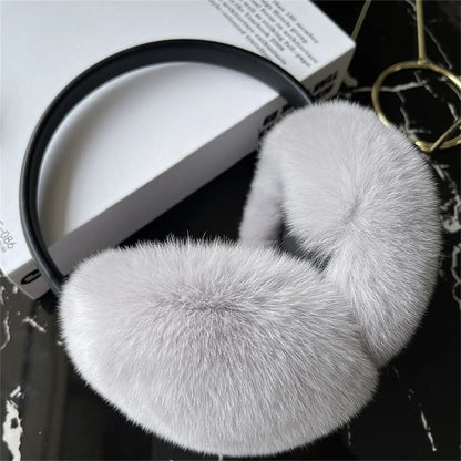 Natural Winter Fur EarMuffs For Women Ear Cover Accessories Real Fur Headphones Warm Earflap Real Rex Rabbit Ear Warmer For Gift