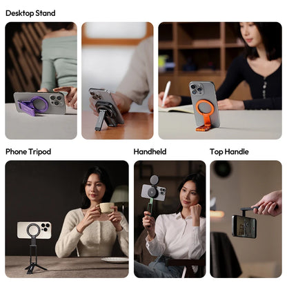 Ulanzi MA60 Foldable Magsafe Phone Tripod for iPhone Mobile Phone Dual-Side Magnetic Adjustable Phone Holder Stand for Vlog Live