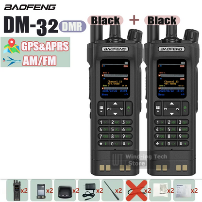1PCS/2PCS BAOFENG DM-32 DMR Digital Walkie Talkie GPS APRS Dual Mode Analog TDMA Dual Time Slot AES256 Type-C AM Black Ham Radio