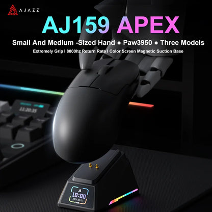 AJAZZ AJ159 APEX Wireless Mouse with RGB Magnetic Charging Base Lightweight Wired Bluetooth Gaming Mouse for PC Laptop