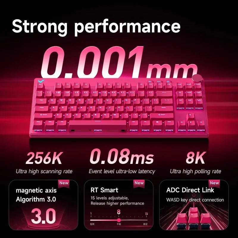 MCHOSE Mix 87 Magnetic Axis Cable E-sports Mechanical Keyboard 8K+256K Esport 0.08ms Customized Game Mount Taishan Axis GT
