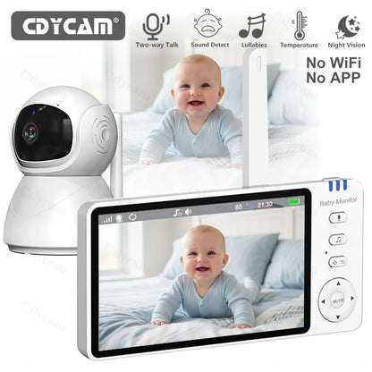 Baby Monitor 5"IPS Video With Pan Tilt Child Camera Wireless 2-Way Audio Night Vision Security Babysitter VOX Wake Up USB Charge